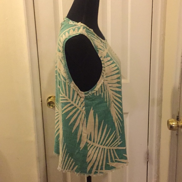 Anthropologie Mo: Vint Palm Leave Sleeveless Top - Picture 2 of 4